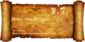 Mahr Terézia névjegykártya